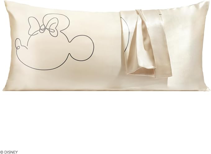 Kitsch Disney Minnie Mouse Satin Pillowcase with Zipper Softer Than Silk, Cooling Pillow Case for Hair & Skin, Wrinkle-Free, Machine Washable, King Size (19x36)