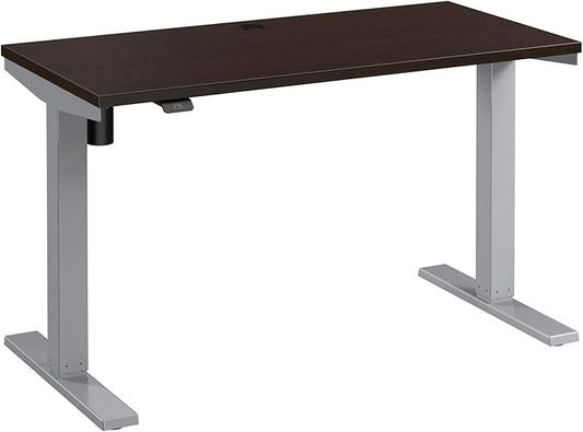 Bush Business Furniture 48-inch Electric Height Adjustable Standing Desk, Ergonomic Sit-Stand Computer Table for Home and Professional Office, Move 40 Series, Mocha Cherry with Metallic Gray Base