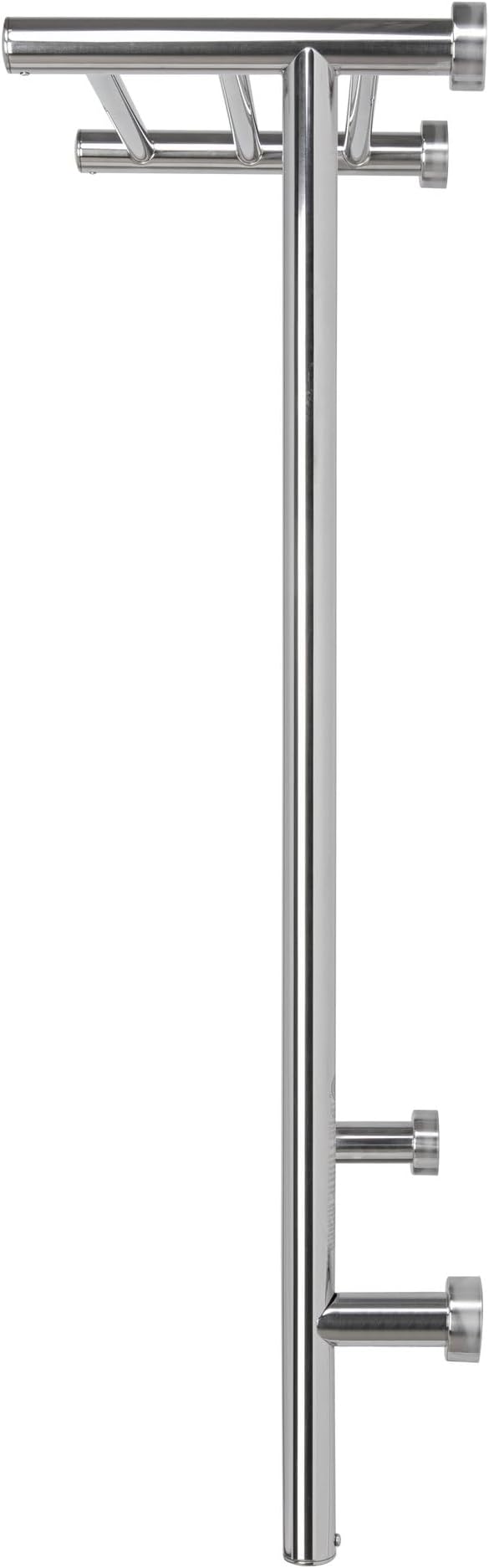 WarmlyYours Towel Warmers for Bathroom - Wall Mounted Heated Towel Rack with Shelf, 11 Bars Polished Stainless Steel, 20 x 36 in. Electric Heating and Drying Rack, 120V Plug-in or Hardwired (Summit)