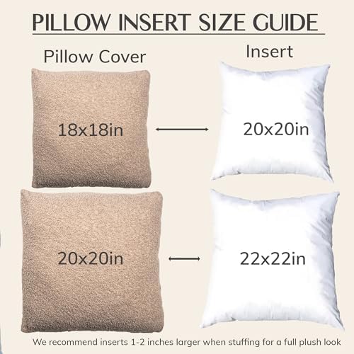 SAMIAH LUXE Brown Teddy Boucle Pillow Covers 18x18 2pcs for Home Living Room Decor, Sherpa Textured Decorative Throw Pillow Covers for Boho Decor, Square Throw Cushion Euro Shams for Modern Farmhouse