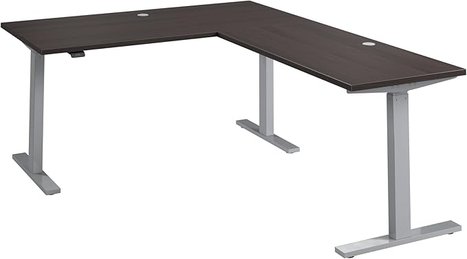 Bush Business Furniture 60-inch Height Adjustable L Shaped Standing Desk, Electric Sit-Stand Corner Computer Table, Ergonomic Office, Move 60 Series, Storm Gray with Metallic Gray Base
