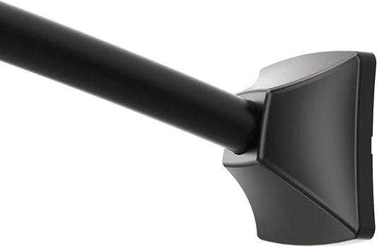 Moen 72-Inch Adjustable Matte Black Permanent Mount Curved Shower Curtain Rod for Bathtub or Shower, CSR2164BL