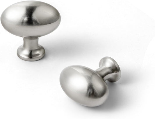 Goo-Ki 1.2 Inch(36MM) Oval Satin Nickel Drawer Knobs, Modern Zinc Alloy for Cabinet Knobs for Dresser,6 Packed