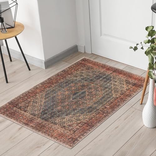 Keen Home Design 2x3 Rug - Machine Washable Entry Rug with Non-Slip Backing, Ideal for Enteryway, Kitchen, Bathroom, Laundry Room - Vintage, Easy Clean, Durable, Low Pile Rug - (2' x 3')
