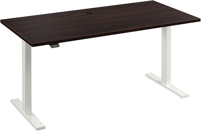 Bush Business Furniture 60-inch Electric Height Adjustable Standing Desk, Ergonomic Sit-Stand Computer Table for Home and Professional Office, Move 60 Series, Black Walnut with White Base