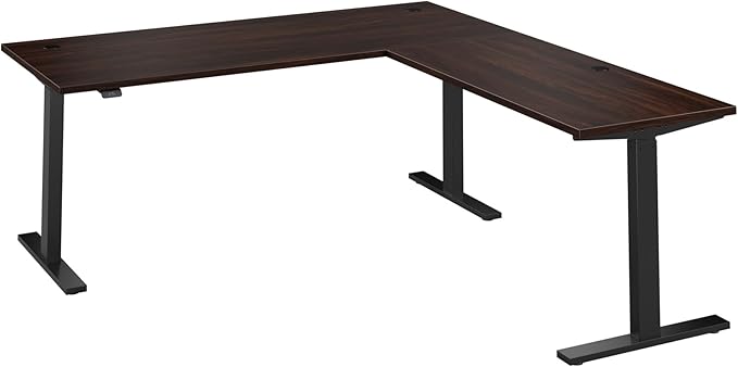 Bush Business Furniture 72-inch Height Adjustable L Shaped Standing Desk, Electric Sit-Stand Corner Computer Table, Ergonomic Office, Move 60 Series, Black Walnut with Black Base