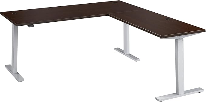 Bush Business Furniture 72-inch Height Adjustable L Shaped Standing Desk, Electric Sit-Stand Corner Computer Table, Ergonomic Office, Move 60 Series, Mocha Cherry with Metallic Gray Base