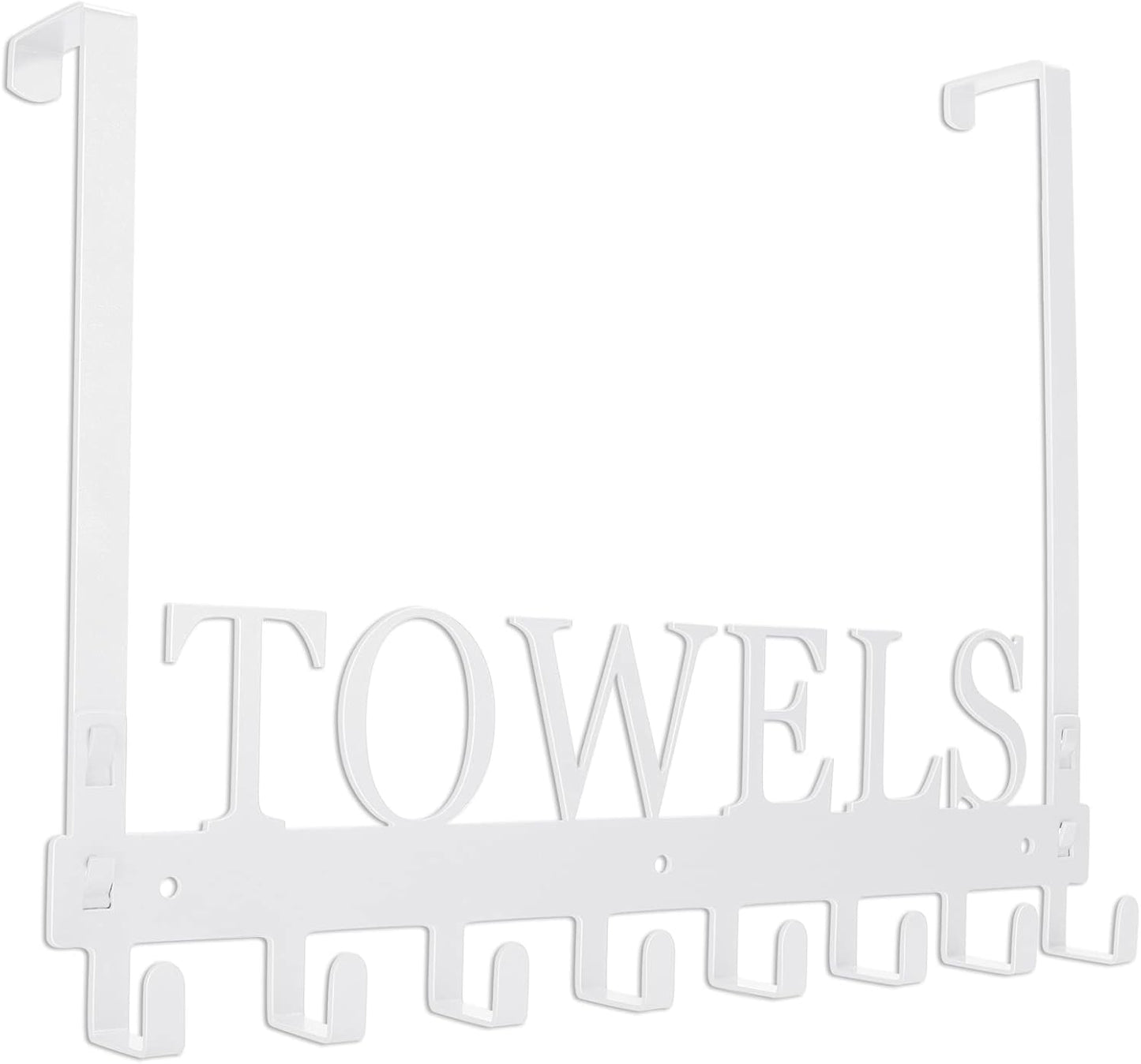 Over The Door Hooks, Towel Rack for Bathroom Towel Holder for Hanging Heavy Duty, Wall Mount Towel Hanger with 8 Hooks for Bedroom Bathroom Kitchen Towels,White