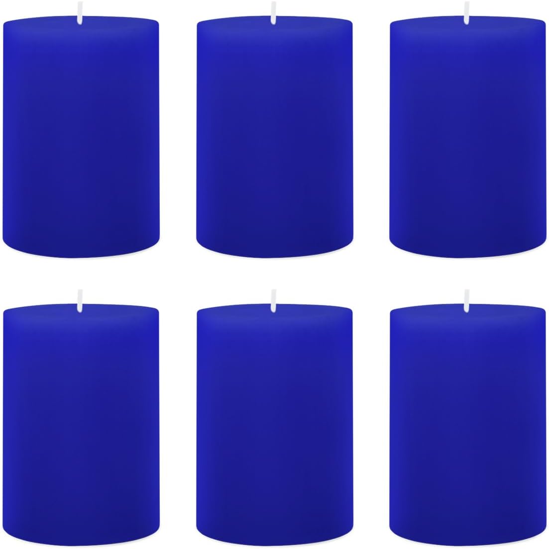 6 Packs 2.75x3.25 Inch Blue Colored Pillar Candles, Unscented Dripless Non-Toxic Smokeless Clean Long Lasting Burning Cylinder Candles for Home Dinner Table Decoration Emergency Power Outage