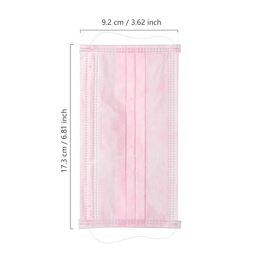 Wecolor 120 Pack Disposable Face Masks with Elastic Ear Loop, 3 Ply Breathable (Pink)