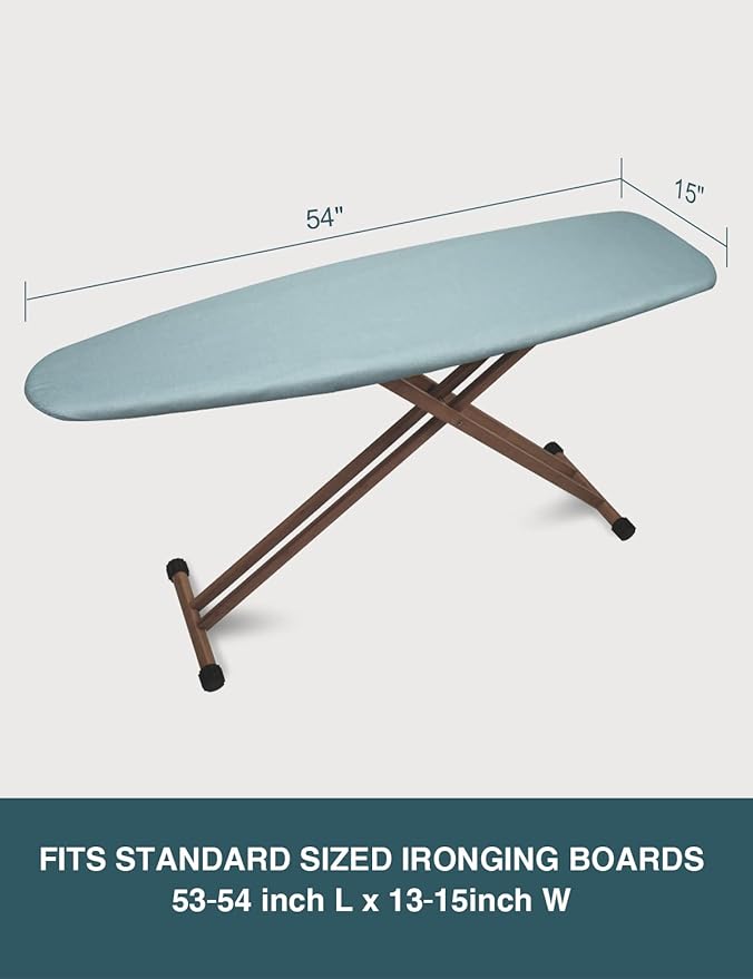 Ironing Board Cover and Pad, Resist Scorching and Staining, 15x54 Reflective Silicone Ironing Board Cover with Thick Padding Extra Thick with Elastic Edges 4 Fasteners