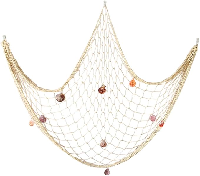 Natural Fishing Net Decor with Shells 79 Inch Beach Theme Decor for Party Home Bedroom Wall Hanging Fish Net Decorations