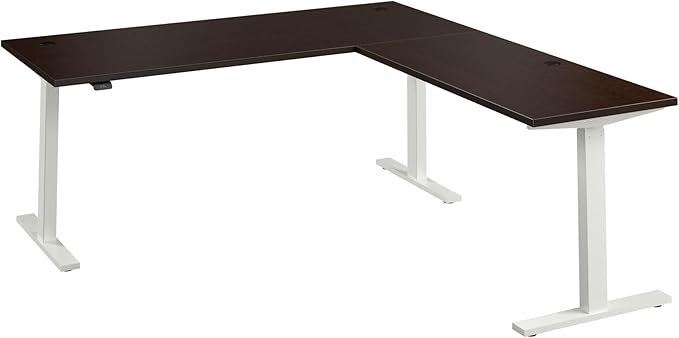 Bush Business Furniture 72-inch Height Adjustable L Shaped Standing Desk, Electric Sit-Stand Corner Computer Table, Ergonomic Office, Move 60 Series, Mocha Cherry with White Base