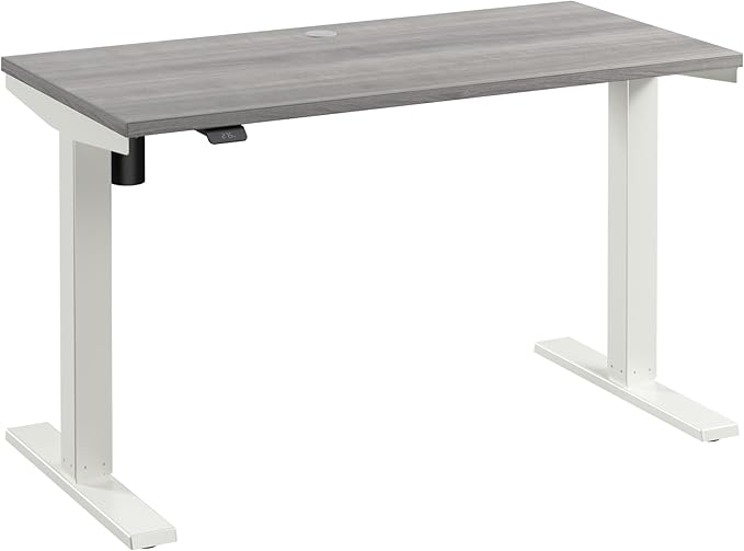 Bush Business Furniture 48-inch Electric Height Adjustable Standing Desk, Ergonomic Sit-Stand Computer Table for Home and Professional Office, Move 40 Series, Platinum Gray with White Base