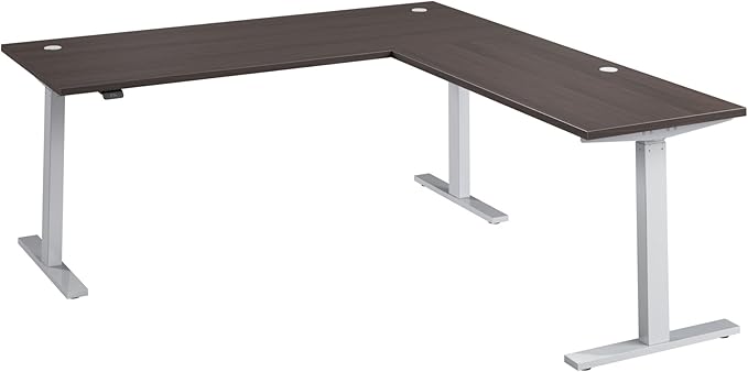 Bush Business Furniture 72-inch Height Adjustable L Shaped Standing Desk, Electric Sit-Stand Corner Computer Table, Ergonomic Office, Move 60 Series, Storm Gray with Metallic Gray Base