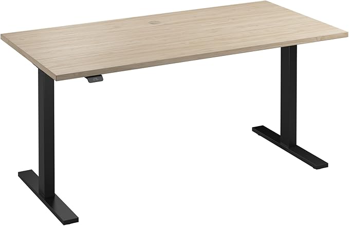 Bush Business Furniture Move 60 Series 60W x 30D Electric in Natural Elm with Black Base, Ergonomic Sit-Stand Computer Table for Home and Professional Office