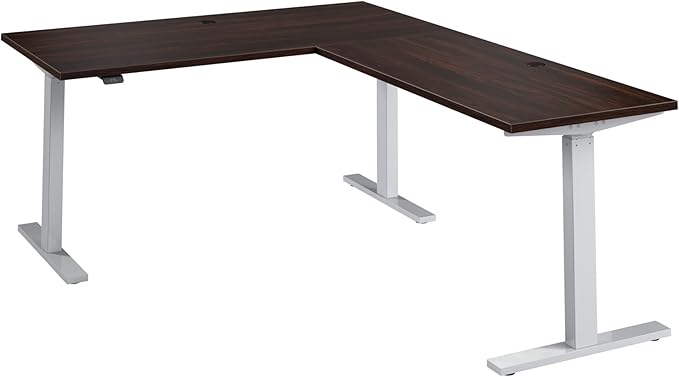 Bush Business Furniture 60-inch Height Adjustable L Shaped Standing Desk, Electric Sit-Stand Corner Computer Table, Ergonomic Office, Move 60 Series, Black Walnut with Metallic Gray Base