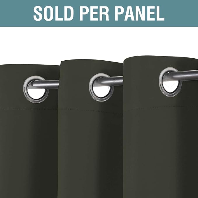 H.VERSAILTEX Blackout Curtain for Living Room Thermal Insulated Window Treatment Curtain Extra Long 96 inch Length Energy Saving Solid Grommet Top Blackout Drape, One Panel, Olive, 52" W x 96" L