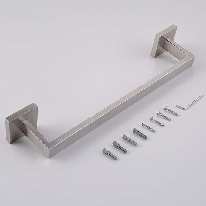 TASTOS 16 Inch Towel Bar Rack Brushed Nickel, Stainless Steel Modren Square Towel Holder for Bathroom Kitchen Wall Mounted