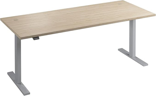 Bush Business Furniture Move 60 Series 72W x 30D Electric in Natural Elm with Silver Base, Ergonomic Sit-Stand Computer Table for Home and Professional Office