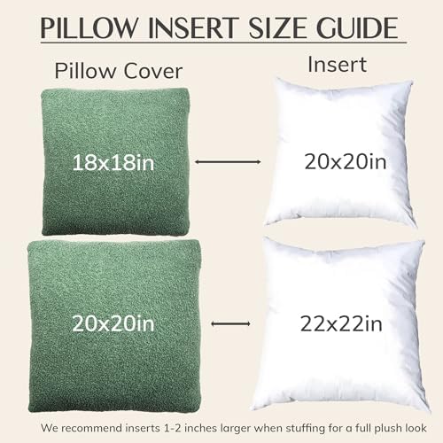 SAMIAH LUXE Green Teddy Boucle Pillow Covers 20x20 2pcs for Home Living Room Decor, Sherpa Textured Decorative Throw Pillow Covers for Boho Decor, Square Throw Cushion Euro Shams for Modern Farmhouse