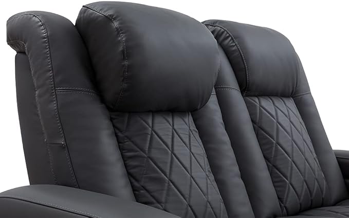 Valencia Tuscany Home Theater Seating | Premium Top Grain Italian Nappa 11000 Leather Power Recliner with Power Lumbar Support & Headrest (Single Recliner, Charcoal Grey)