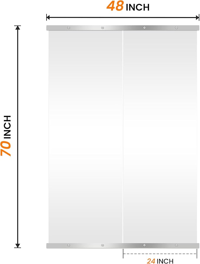 Home Gym Mirror for Wall, 70"x24"x2PCS Full Length Gym Mirror Frameless Wall-Mounted for Garage, Home Gym, Living Room, Bedroom(Silver)