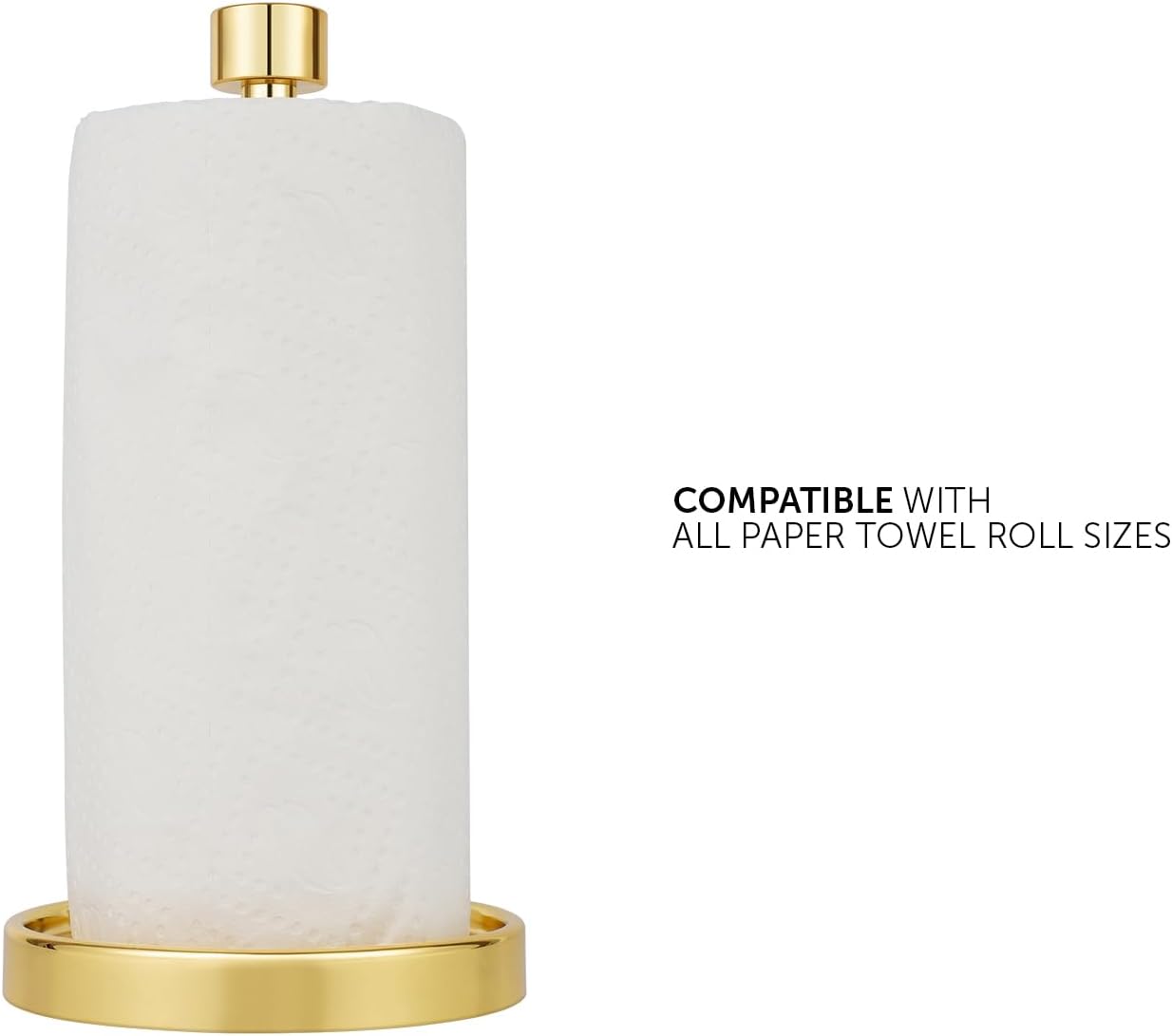 Ivilon Countertop Paper Towel Holder - Modern End Cap Minimalist Design - Color Gold Polished