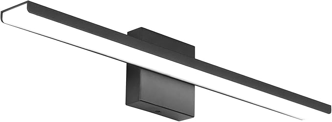 JUSHENG Black Bathroom Vanity Light Fixtures 24 Inch Modern LED Vanity Lighting Bathroom Lights Over Mirror Wall Sconce 24W 6000K Cool White