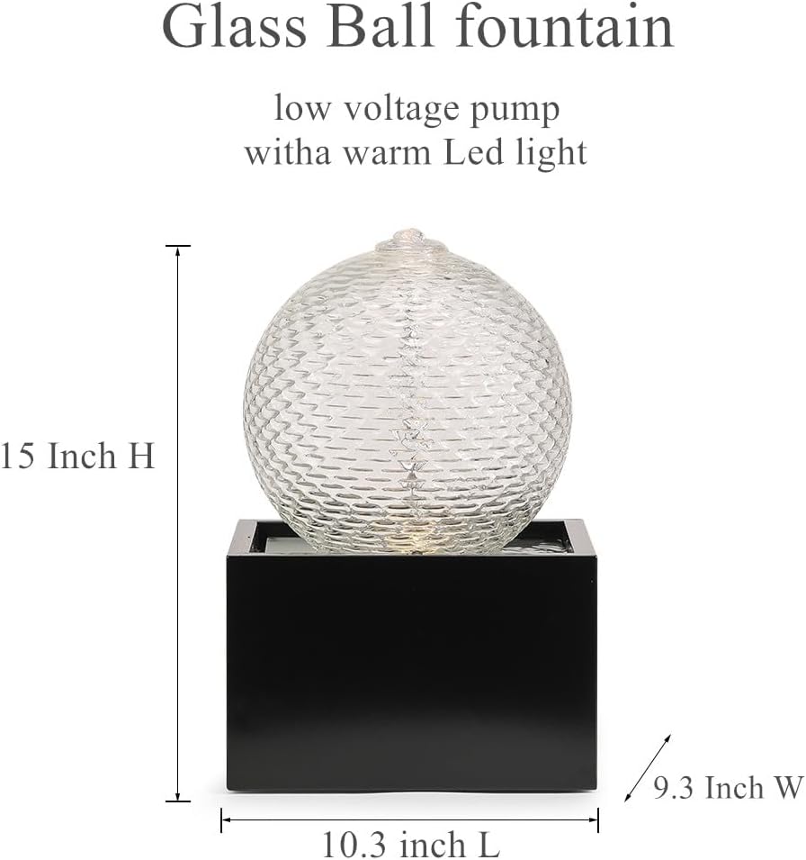 Indoor Water Feature Tabletop Ceramic Fountain Home Kitchen Office Decoration Modern Design Style (Black biger Size)