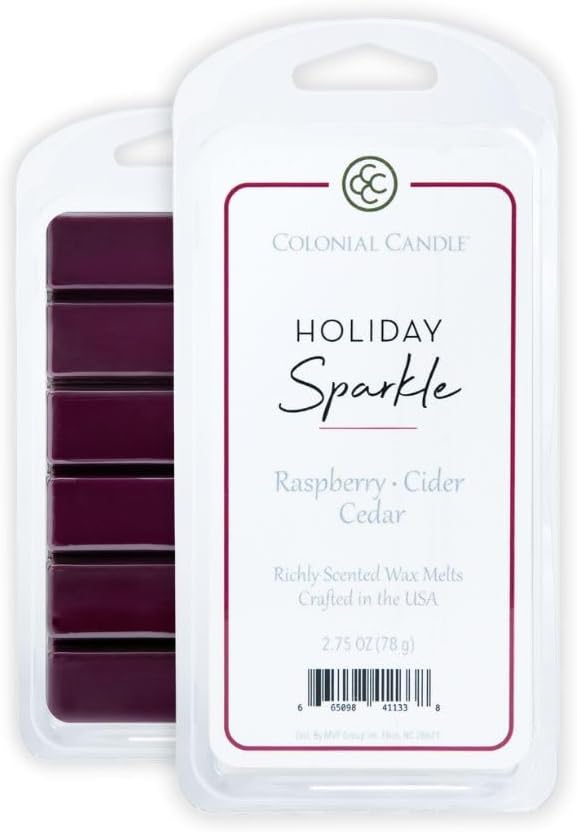 Colonial Candle Holiday Sparkle Scented Wax Melts, Wax Melt Warmer Cubes, Long Lasting Scented Wax Warmer Cubes, 4 Pack, 6 Cubes Each - Made in The USA