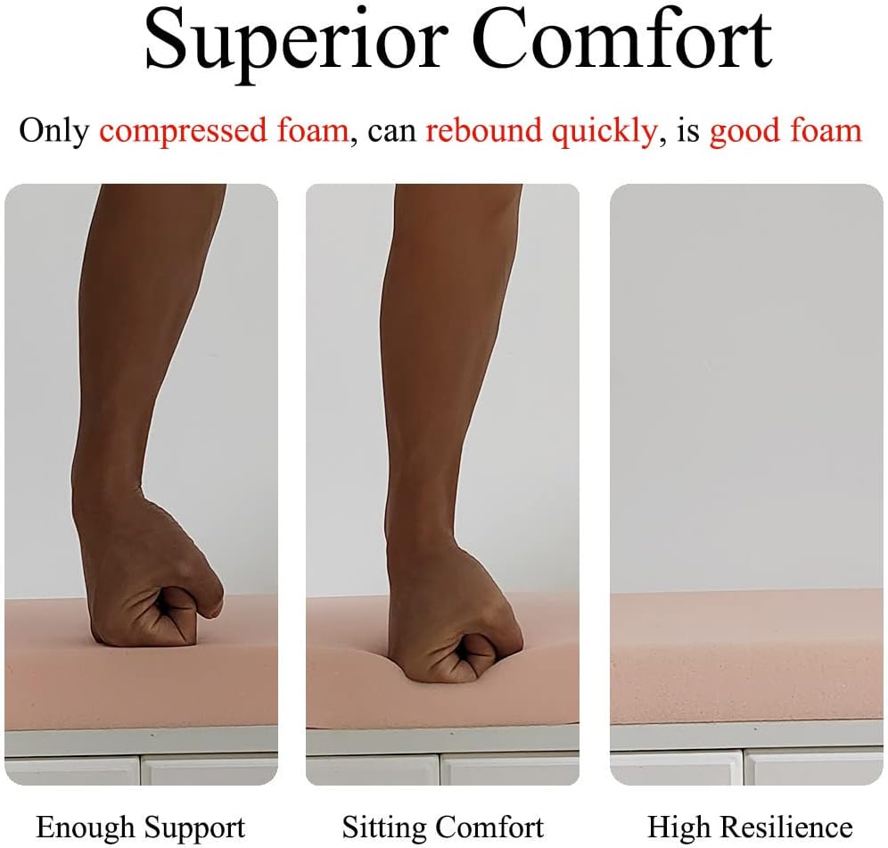 Custom Bench Cushion for Indoor Outdoor Furniture Non-Slip Rectangle Window Seat Cushion