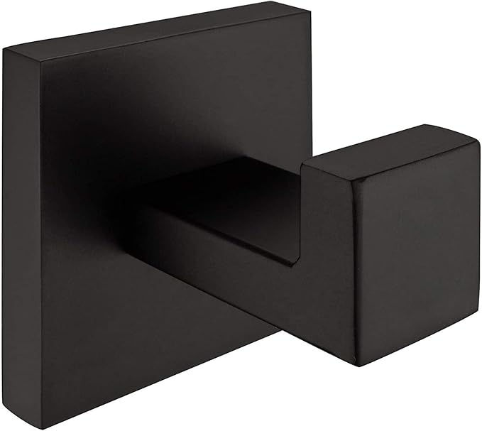 Nolimas 4 Pack Matte Black Towel Hook Stainless Steel Bathroom Rustproof Clothes Towel Coat Hook Wall Mounted Square Toilet Kitchen Heavy Duty Door Hanger
