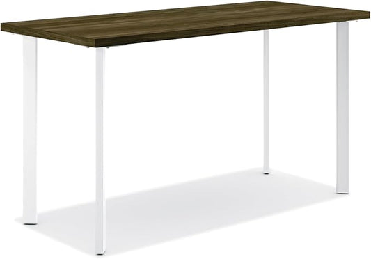 HON Coze Home Office Desks, Sturdy Table Computer Desk, 48", Walnut Top, White Base