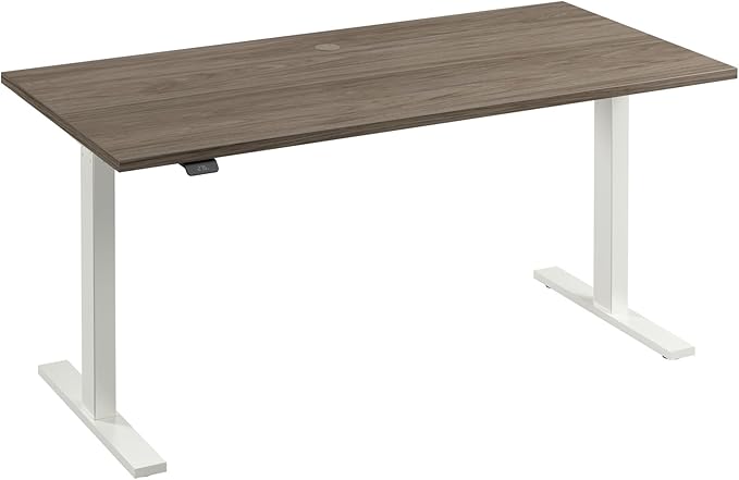 Bush Business Furniture 60-inch Electric Height Adjustable Standing Desk, Ergonomic Sit-Stand Computer Table for Home and Professional Office, Move 60 Series, Modern Hickory with White Base