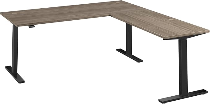 Bush Business Furniture 72-inch Height Adjustable L Shaped Standing Desk, Electric Sit-Stand Corner Computer Table, Ergonomic Office, Move 60 Series, Modern Hickory with Black Base