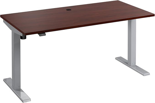 Bush Business Furniture 60-inch Electric Height Adjustable Standing Desk, Ergonomic Sit-Stand Computer Table for Home and Professional Office, Move 40 Series, Hansen Cherry with Metallic Gray Base