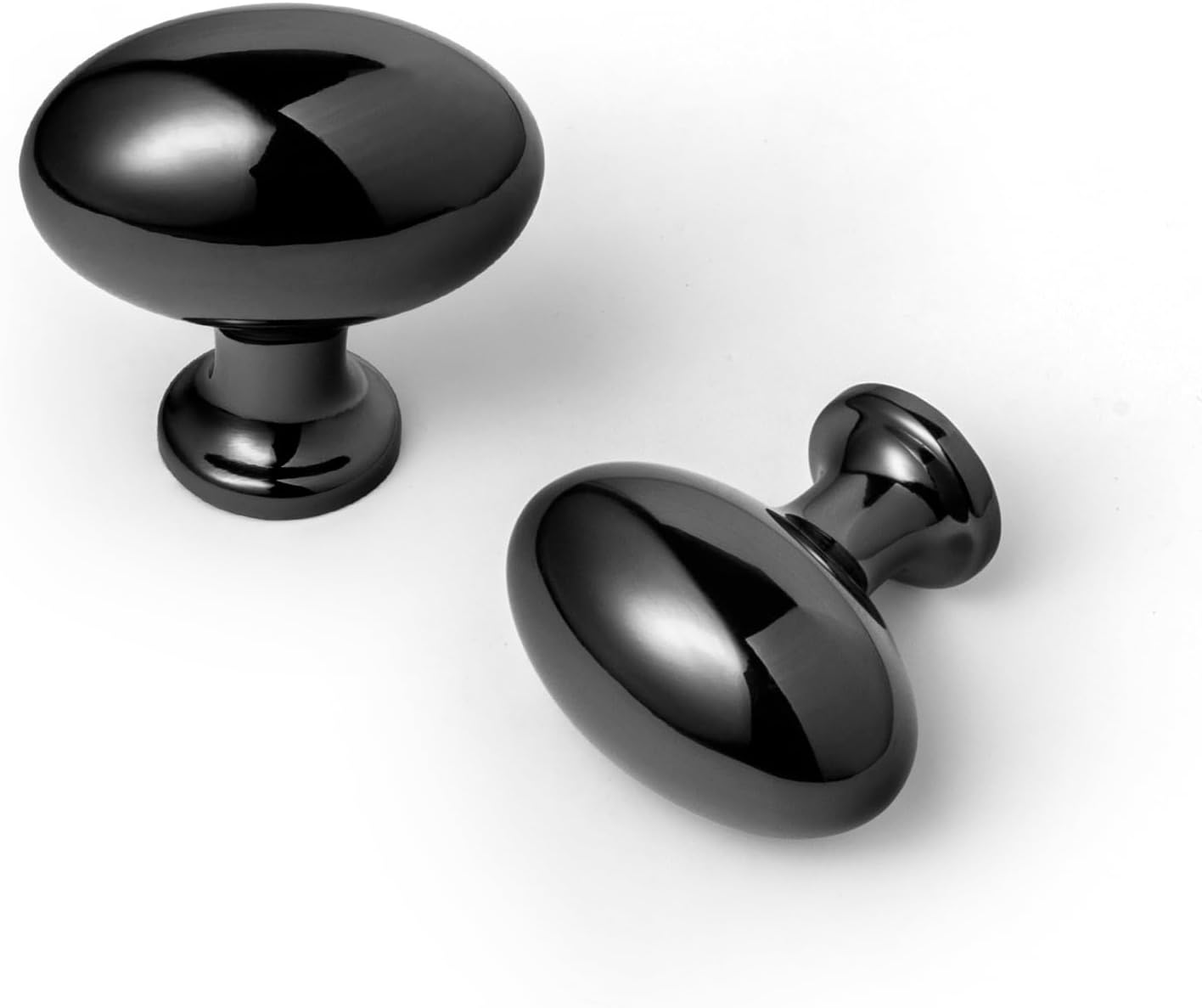 Goo-Ki 1.2 Inch(36MM) Oval Bright Black Drawer Knobs, Modern Zinc Alloy for Cabinet Knobs for Dresser,6 Packed