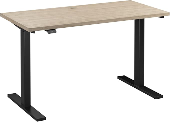 Bush Business Furniture Move 60 Series 48W x 24D Electric in Natural Elm with Black Base, Ergonomic Sit-Stand Computer Table for Home and Professional Office