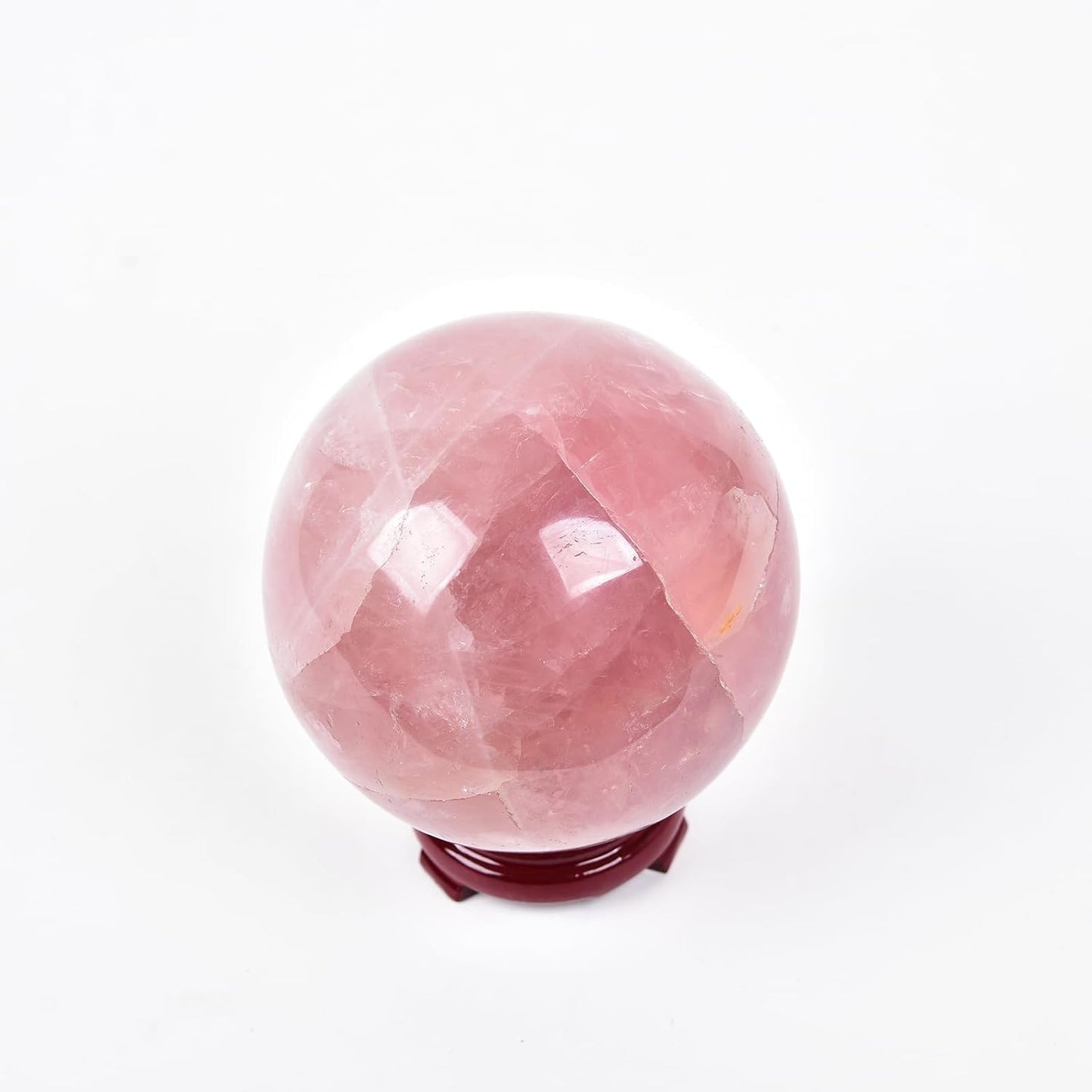 JIC Gem Large Healing Crystal Ball Pink Rose Quartz Crystal Sphere Ball with Stand Decorative Ball Home Decoration (110-120mm)