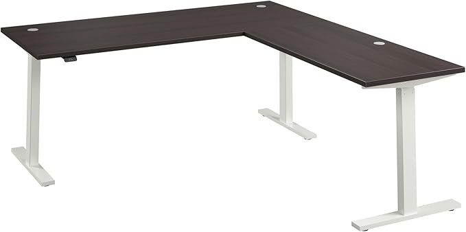Bush Business Furniture 72-inch Height Adjustable L Shaped Standing Desk, Electric Sit-Stand Corner Computer Table, Ergonomic Office, Move 60 Series, Storm Gray with White Base