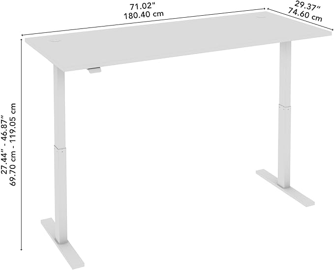 Bush Business Furniture 72-inch Electric Height Adjustable Standing Desk, Ergonomic Sit-Stand Computer Table for Home and Professional Office, Move 60 Series, Modern Hickory with White Base