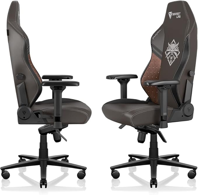 Secretlab Titan Evo The Witcher Chair - Reclining - Ergonomic & Comfortable Computer Chair with 4D Armrests - Magnetic Head Pillow & 4-Way Lumbar Support - Small - Brown - Leatherette