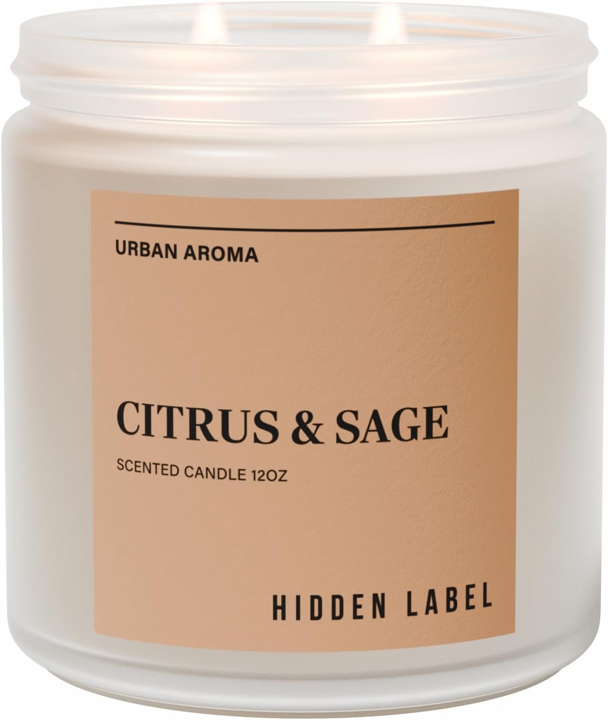 Hidden Label Citrus Sage Scented Candle, 12oz 2 Wick Natural Soy Non Toxic Candles, Clean Burning Long Lasting Aromatherapy for Home | Gifts | Décor,Premium Scents for Relaxation & Stress Relief
