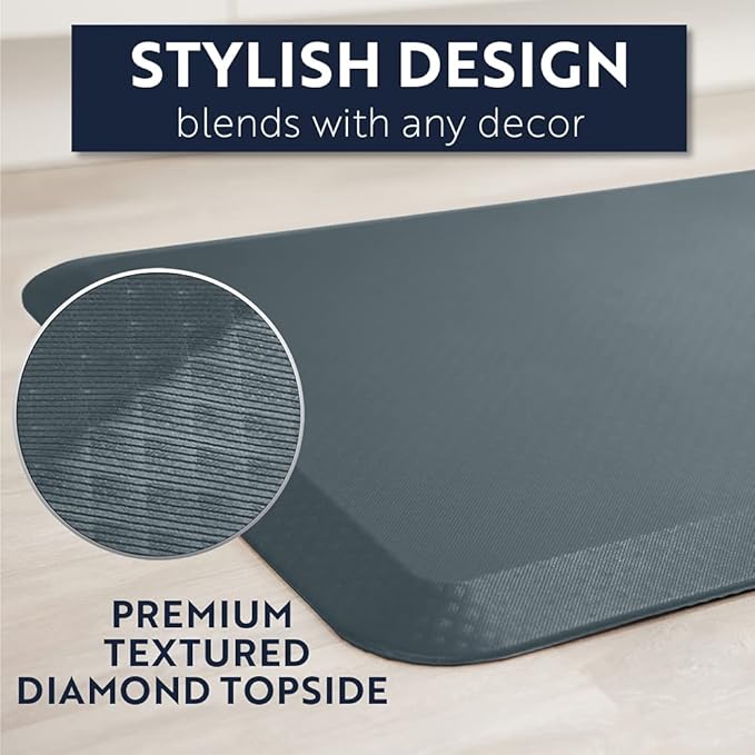 KANGAROO Thick Ergonomic Anti Fatigue Mats for Kitchen Floor, Cushioned Standing Office Desk Mat, Waterproof Scratch Resistant Topside, Supportive All Day Comfort Padded Foam Rugs, 20x32, Charcoal