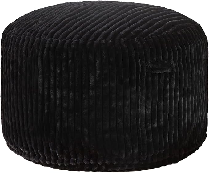 Hobestluk 3ft Bean Bag Chairs for Adults Large Beanbag Chair with Stripe Plush Cover Big Bean Bag Chair for Living Room Bedroom Dorm Office - Black (36” x 36” x 22”)