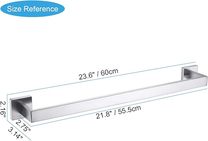 TASTOS 23.6 Inch Black Single Towel Bar Rack, SUS 304 Stainless Steel Bathroom Towel Bar Heavy Duty Towel Holder Kitchen Towel Rod, Wall Mount with Screws Towel Bar Rod Brushed Nickel Finish…
