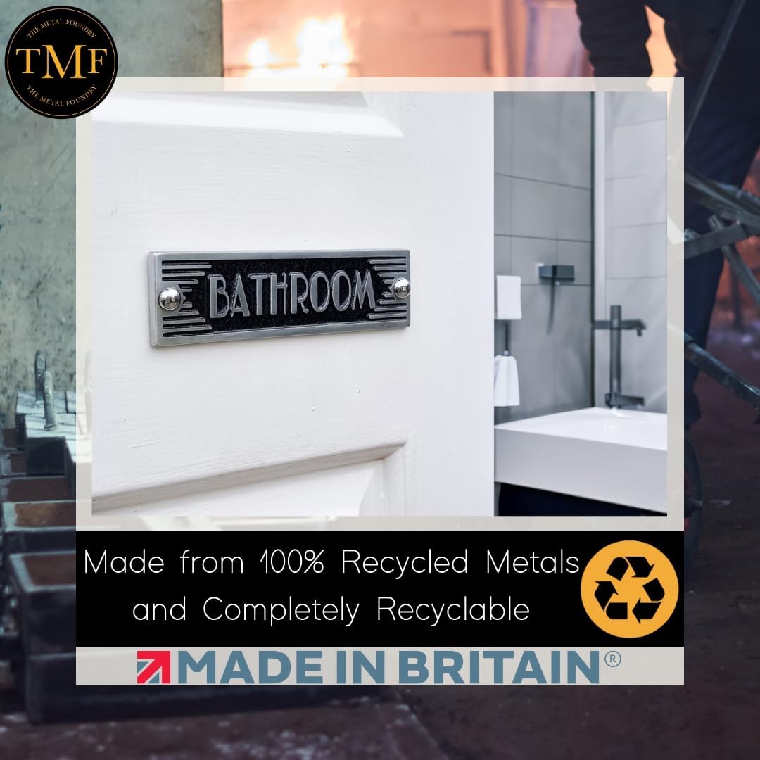 The Metal Foundry Bathroom Metal Door Sign. Art Deco Style Home Décor Accessories Door Or Wall Aluminium Plaque. Handmade In England.