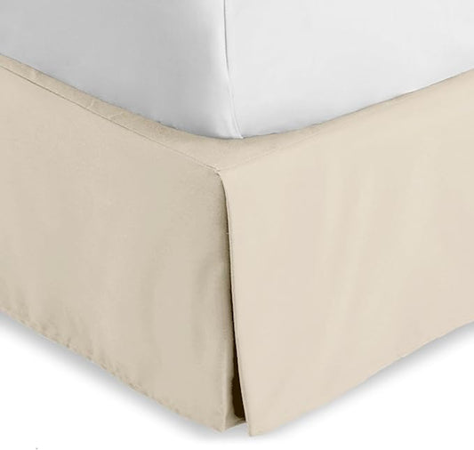 Bare Home Twin XL Bed Skirt - 15-Inch Tailored Drop Easy Fit - Bed Skirt for Twin Extra Long Beds - Center & Corner Pleats (Twin XL, Sand)