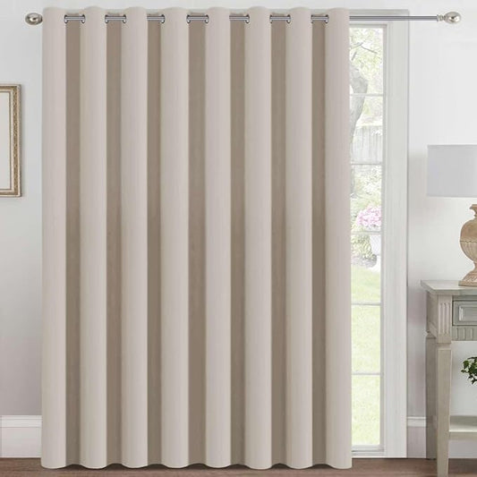 H.VERSAILTEX Blackout Patio Curtains 100 x 108 Inches for Sliding Door Extral Wide Blackout Curtain Panels Thermal Insulated Room Divider - Grommet Top, 9' Tall by 8.5' Wide - Natural